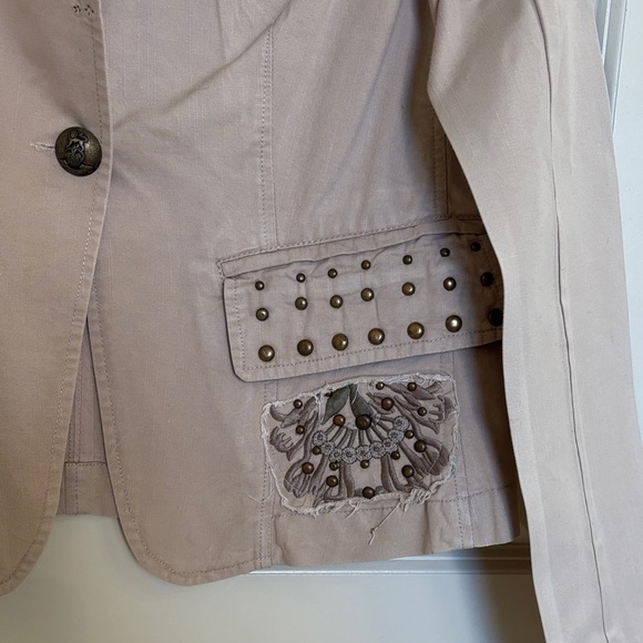 Feline Women's Studded Tan Blazer - Picture 3 of 5